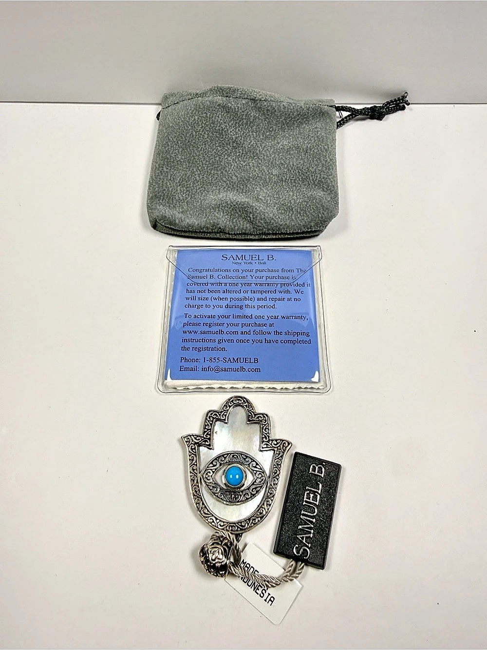 Samuel B. Mother-of-Pearl & Turquoise Hamsa Pendant. Necklace